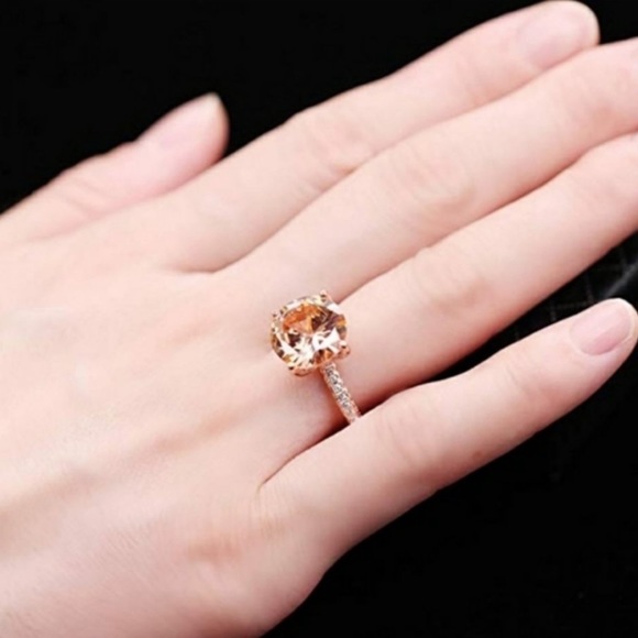 💍6CT 18K ROSE GOLD HUGE MORGANITE DIAMOND RING💍 - Picture 4 of 4